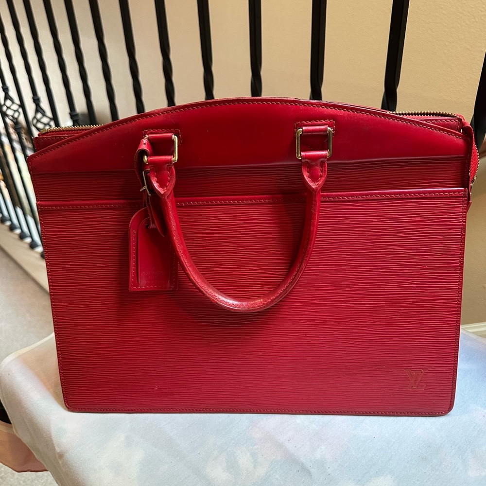 Authentic Louis Vuitton Red Structured Epi Leather Satchel